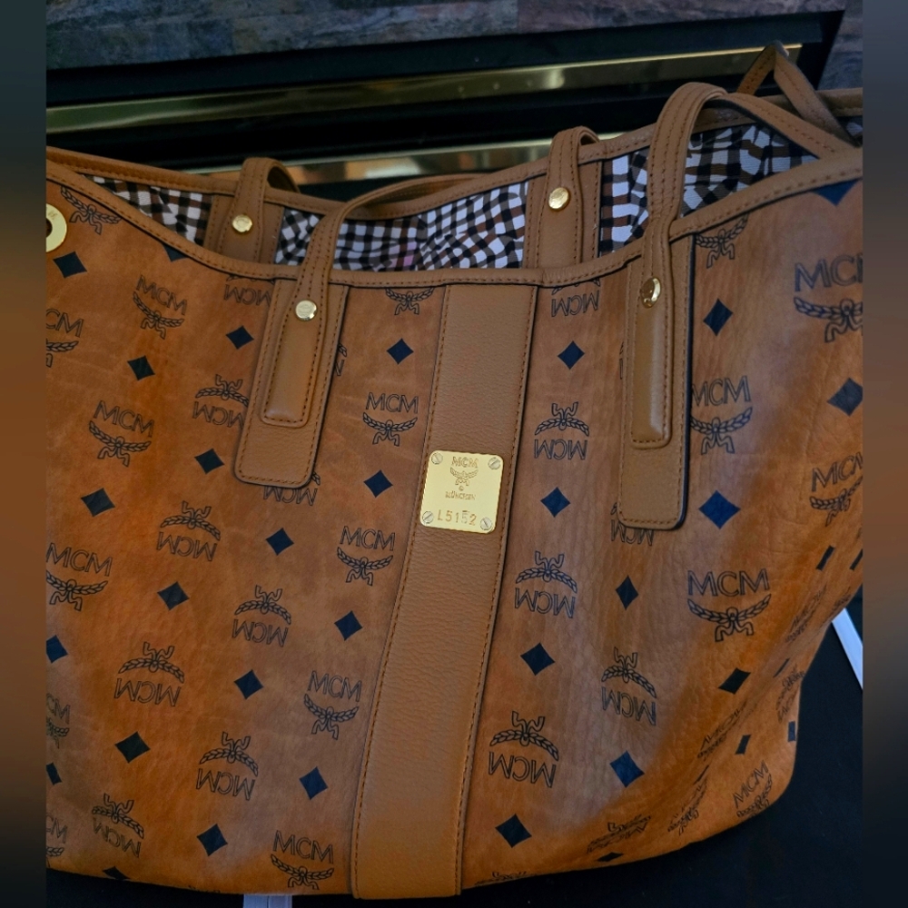MCM Tan Monogram Tote Bag